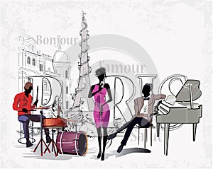 Series of the streets with musicians in Paris. photo