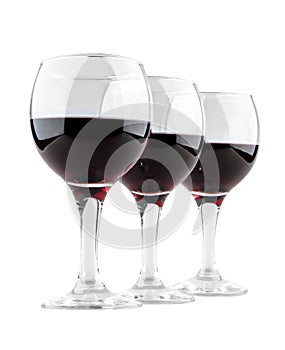 Series of three glasses of wine
