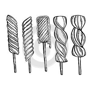 A series of vector graphic sweets, caramels