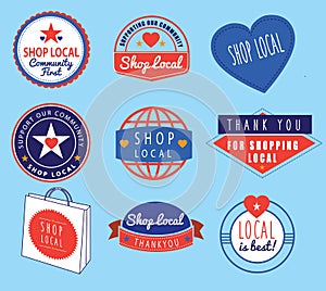 Series of vintage retro logos based on shop local theme