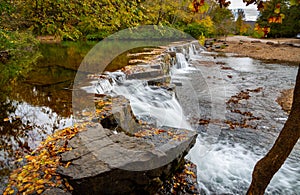 Series of Waterfalls Flowing Over Natural Dam Arkansas