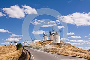 Series of windmills of Consuegra, in the places of the route of Cervantes for his book Don Quiscotte