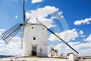 Series of windmills of Consuegra, in the places of the rue of Cervantes for his book Don Quiscotte