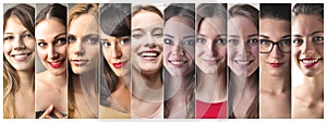 Series of women faces