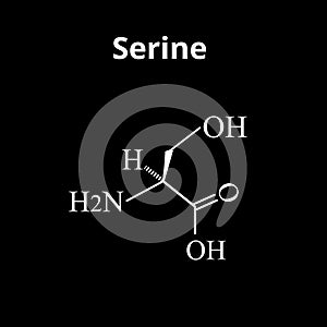 Serine amino acid. Chemical molecular formula Serine amino acid. Vector illustration on isolated background