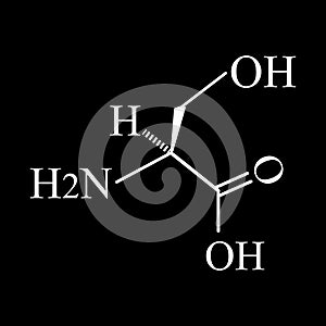 Serine amino acid. Chemical molecular formula Serine amino acid. Vector illustration on isolated background