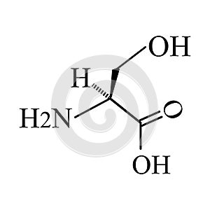 Serine amino acid. Chemical molecular formula Serine amino acid. Vector illustration on isolated background