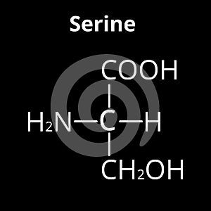 Serine amino acid. Chemical molecular formula Serine amino acid. Vector illustration on isolated background