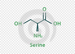 Serine chemical formula. Serine structural chemical formula isolated on transparent background.