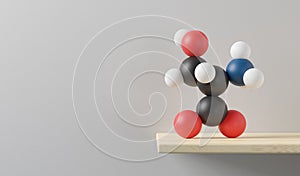 Serine (l-serine, Ser, S) amino acid molecule. 3D rendering