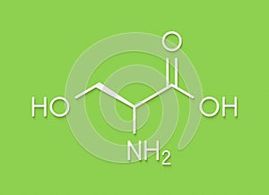 Serine l-serine, Ser, S amino acid molecule. Skeletal formula.