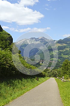 Serio river along the cycleway of Val Seriana at Ponte Nossa