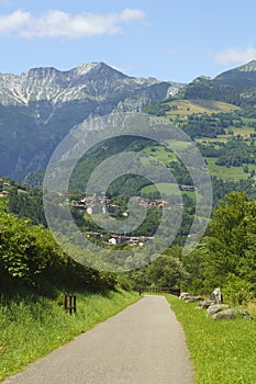 Serio river along the cycleway of Val Seriana at Ponte Nossa photo