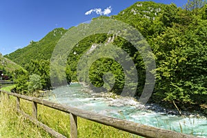 Serio river along the cycleway of Val Seriana at Ponte Nossa photo