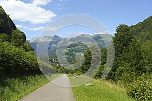 Serio river along the cycleway of Val Seriana at Ponte Nossa photo