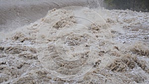 The Serio river swollen after heavy rains. Province of Bergamo, northern Italy photo