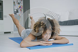Seriou woman concentrated on workout