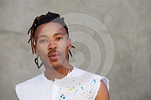 Serious black man with dreadlocks