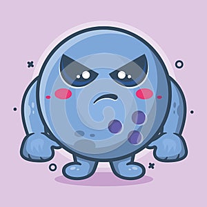 Serious bowling ball character mascot with angry expression isolated cartoon in flat style design