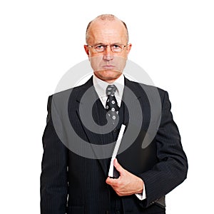 Serious business man with documents photo