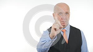 Serious Businessman Make Attention Finger Sign a Warn Hand Gestures.