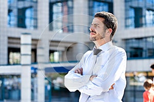 Serious businessman, outdoor