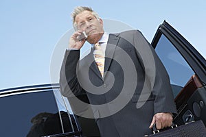 Serious Businessman Using Cellphone