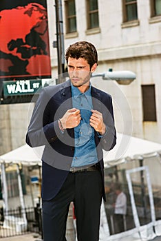 Serious businessman working in New York photo