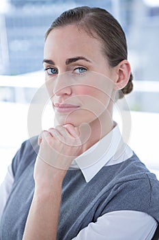 Serious businesswomen looking at camera