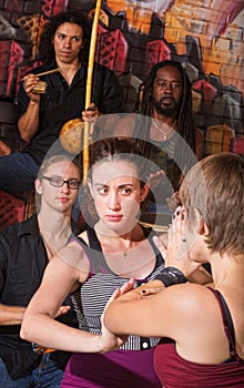 Serious Capoeira Woman Blocking