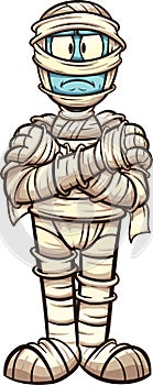 Serious cartoon mummy with crossed arms