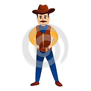 Serious cowboy icon, cartoon style