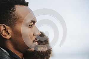 Serious dad with his son outdoors