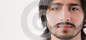 Serious face strict expression guy confident look