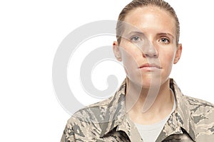 Serious female airman