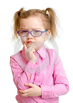 Serious girl in glasses isolated photo