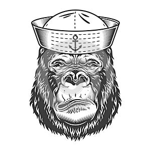 Serious gorilla in monochrome style