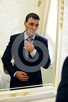 Serious groom