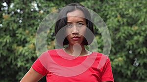 A Serious Indonesian Woman Stern Look