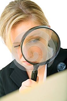 Serious Investigator Examine Folder