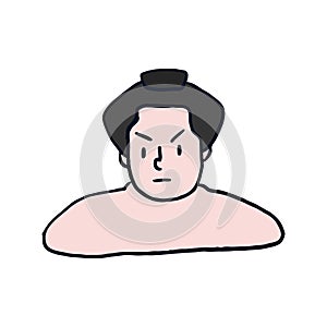 Serious Japanese sumo wrestler Illustration