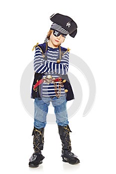 Serious little boy pirate