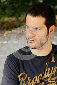 Serious-looking young man photo