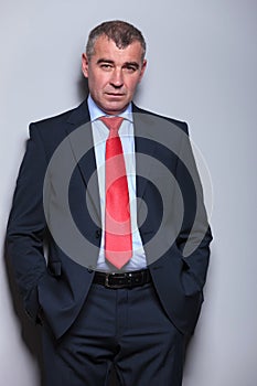 Serious middle aged business man looking at the camera