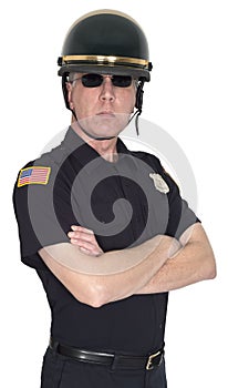 Serious Motorcycle Cop, Police, Policeman Isolated