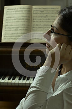 Serious Piano Teacher Portrait