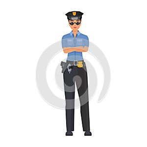 Serious policewoman with crossed arms