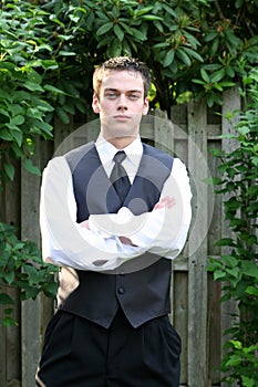 Serious Prom Boy With Arms Folded