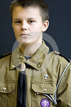 Serious scout boy portrait