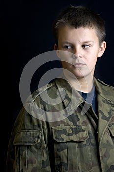Serious scout boy portrait